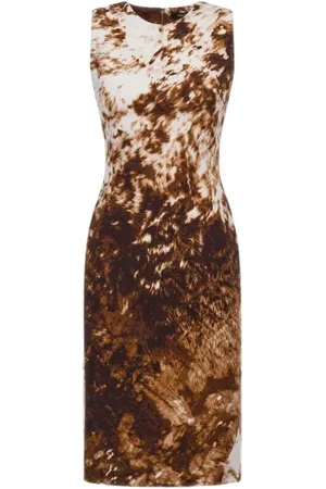 Roberto Cavalli Kleedjes, Dames, Bruin, S, Appaloosa Print Jurk Bruin Vrouw