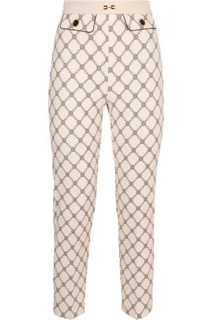 Elisabetta Franchi Broeken, Dames, Wit, XS, Katoen, Korte katoenen broek met zakken