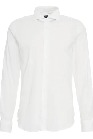 FEDELI Overhemden, Heren, Wit, 3Xl, Katoen, Klassiek Wit Katoenen Overhemd