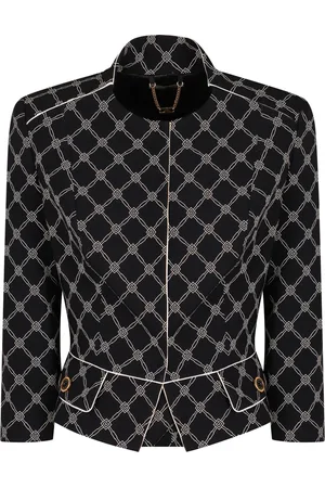 Elisabetta Franchi Jassen, Dames, Zwart, M, Polyester, Klassieke Twee-Knoop Jas