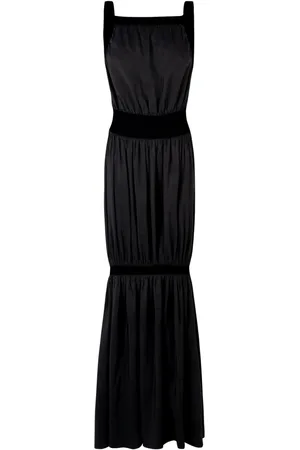 Cortana Kleedjes, Dames, Zwart, M, Linnen, Morgana Maxi Jurk