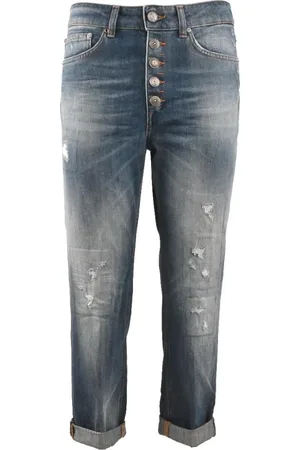 Dondup Jeans, Dames, Blauw, W26, Katoen, Cotton Loose Fit Enkellange Jeans