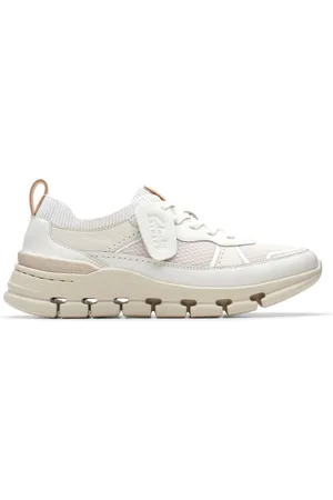 Clarks Schoenen, Dames, Veelkleurig, 39 EU, Leer, Nature X Cove Sneakers - Off White