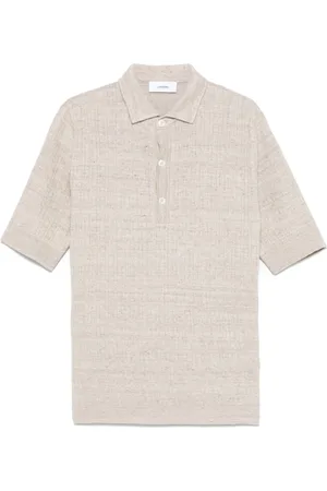 LARDINI Tops, Heren, , L, Katoen, Polo Shirt met Geribbelde Manchetten en Korte Mouwen
