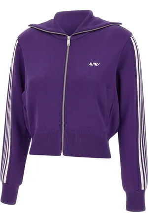 Autry Sweatshirts & Hoodies, Dames, Paars, S, Paarse Viscose Blend Sweatshirt met Rits