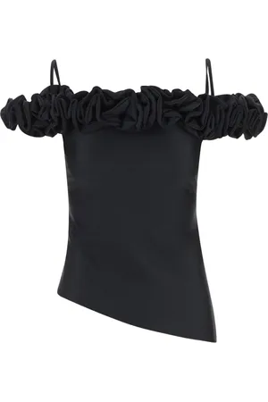COPERNI Tops, Dames, Zwart, XS, Stretch Jersey Top met Ruffles