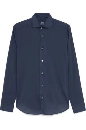 FEDELI Overhemden, Heren, Blauw, XL, Katoen, Stretch katoenen overhemd