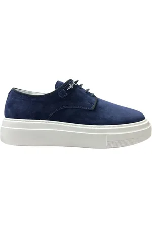Paciotti Schoenen, Heren, Blauw, 43 EU, Suède, Blauwe Suède Sneakers met Zilveren Details