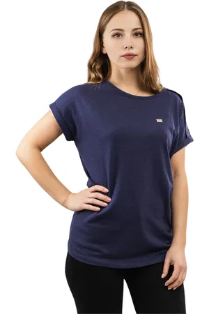 EA7 Tops, Dames, Blauw, S, Katoen, T-shirt