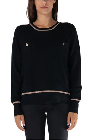 Liu Jo Truien, Dames, Zwart, XL, Wol, Rondgebreide trui