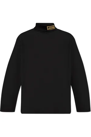 Lanvin Truien, Heren, Zwart, M, Katoen, Turtleneck trui met logo
