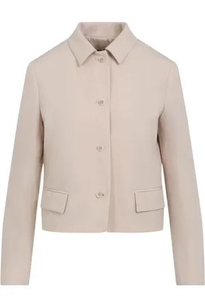 Fabiana Filippi Jassen, Dames, Bruin, S, Leer, Sabbia Jacket