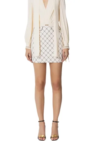 Elisabetta Franchi Rokken, Dames, , L, Polyester, Diamond Print Crêpe Rok