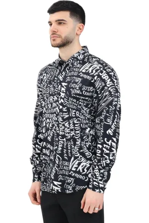VERSACE Overhemden, Heren, Zwart, M, Zwarte longsleeve logoshirt