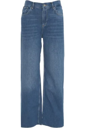 Liu Jo Jeans, Dames, Blauw, W29, Blauwe Wide Leg Jeans met Franjezoom