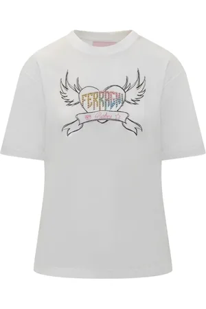 Chiara Ferragni Tops, Dames, Wit, M, Katoen, Punk Katoenen T-shirt