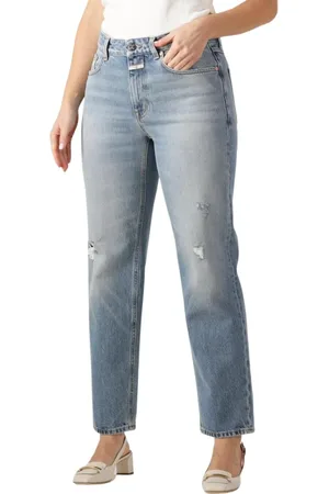 Closed Jeans, Dames, Blauw, W28 L34, Katoen, Blauwe Mom Jeans
