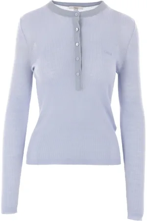 Chloé Truien, Dames, Blauw, M, Wol, Geribbelde Gebreide Trui