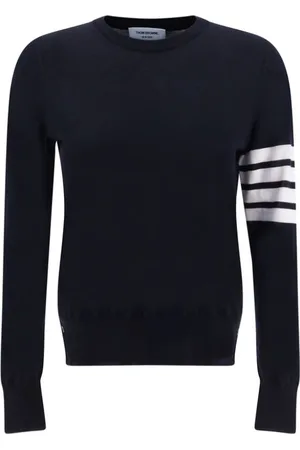 Thom Browne Truien, Dames, Blauw, L, Wol, Gestreept Fleece Pullover