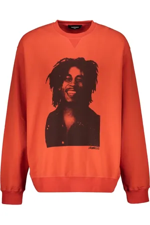 Dsquared2 Sweatshirts & Hoodies, Heren, Oranje, S, Katoen, Katoenen sweatshirt met print voor en achter