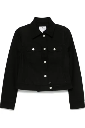 Courrèges Jassen, Dames, Zwart, L, Denim, Klassiek Denim Truckerjack