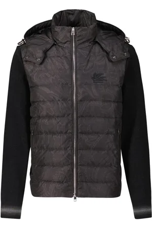 Etro Jassen, Heren, Zwart, L, Gewatteerd Cardigan met Capuchon