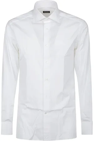 Ermenegildo Zegna Overhemden, Heren, Wit, 2Xl, Katoen, Stretch Katoen Lange Mouwen Overhemd