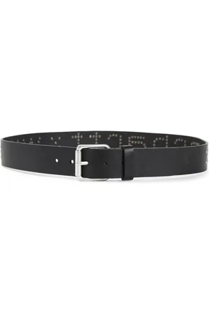 Carhartt Accessoires, Heren, Zwart, M, Leer, Silver Script Studs Riem