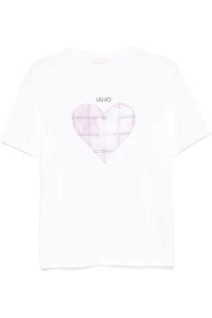 Liu Jo Tops, Dames, Wit, XS, Katoen, T-shirt met hartprint
