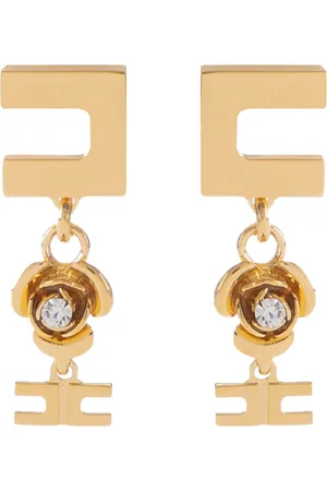 Elisabetta Franchi Accessoires, Dames, Geel, ONE Size, Rose Charm Micro Oorbellen