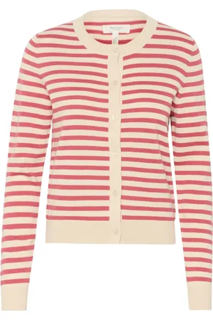 Part Two Truien, Dames, Rood, XL, Katoen, Gestreepte Vest met Knoopsluiting