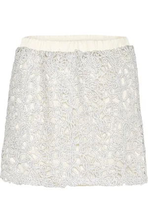 Karen by Simonsen Rokken, Dames, Grijs, L, Elegante Geborduurde Zilveren Rok