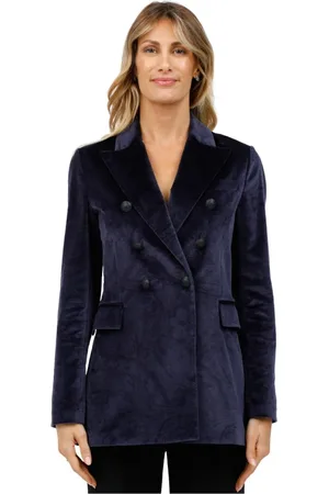 Circolo Jassen, Dames, Blauw, M, Velvet Double-Breasted Jacket