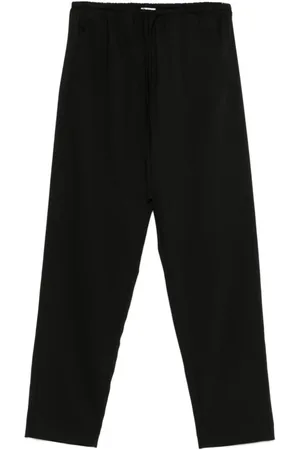 FORTE FORTE Broeken, Dames, Zwart, M, Wol, Zwarte Elastische Twill Viscose Wollen Broek