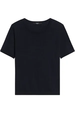 Max Mara Truien, Dames, Blauw, S, Katoen, Gebreide top van zijde- en katoenmix