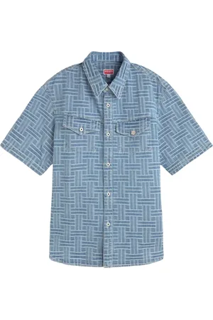 Kenzo Overhemden, Heren, Blauw, L, Denim, Moderne truckerjack met Japans denim