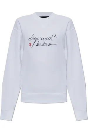 Dsquared2 Sweatshirts & Hoodies, Dames, Wit, XS, Katoen, Bedrukte Sweatshirt