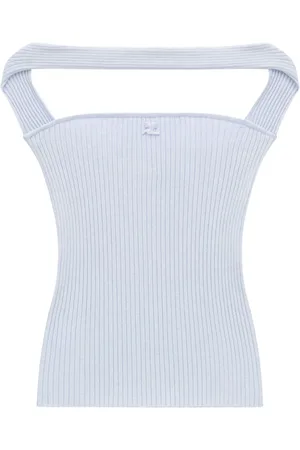 Courrèges Tops, Dames, Blauw, L, Mouwloze Top