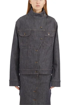 Courrèges Jassen, Dames, Grijs, S, Denim, Denim Motorjas
