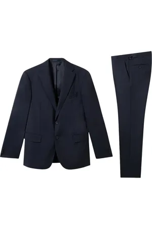 Brooks Brothers Pakken, Heren, Blauw, XS, Wol, Zelander Herringbone Wollen Pak