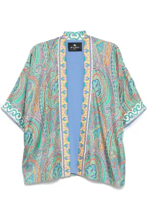 Etro Jassen, Dames, Veelkleurig, M, Jas met Paisley-print en Open Voorkant