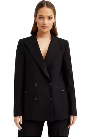 FAY Jassen, Dames, Zwart, M, Katoen, Double-breasted Katoenen Blazer
