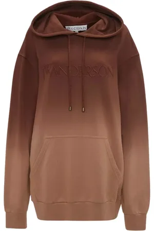 J.W.Anderson Sweatshirts & Hoodies, Dames, Bruin, S, Katoen, Bruine Ombre Hoodie met Voorlogo Zak