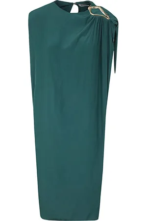 Lanvin Kleedjes, Dames, Groen, S, Polyester, Dragon Gedrapeerde Knielange Jurk