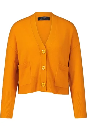 Marc Cain Truien, Dames, Oranje, 2Xl, Kasjmier, Cashmere Cardigan met V-hals en Zakken