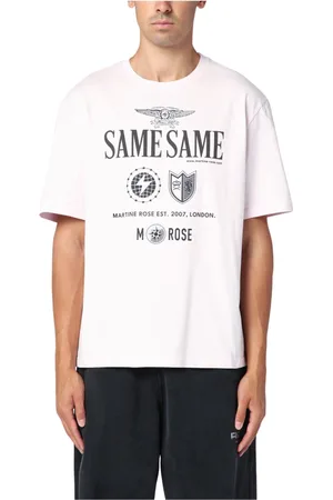 MARTINE ROSE Tops, Heren, Roze, M, Korte mouwen ronde hals T-shirt