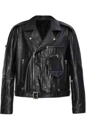 Rick Owens Jassen, Dames, Zwart, ONE Size, Leer, Leren jas Cropped Jumbo Bauhaus Stooges