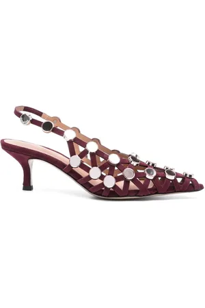 The Attico Schoenen, Dames, Paars, 37 EU, Donkerpaarse Slingback Pumps met Kittenhak