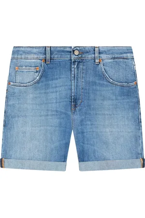 Dondup Korte broeken, Heren, Blauw, W34, Denim, Lichte Denim Regular Broek met Logo
