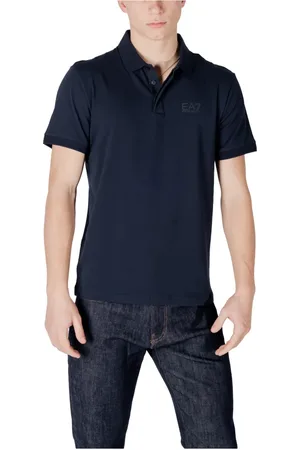 EA7 Tops, Heren, Blauw, L, Katoen, Polo met korte mouwen